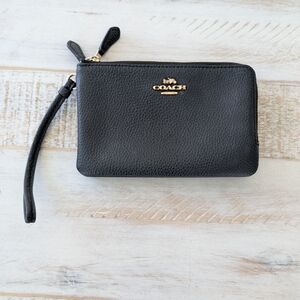 Coach Black Leather Wristlet